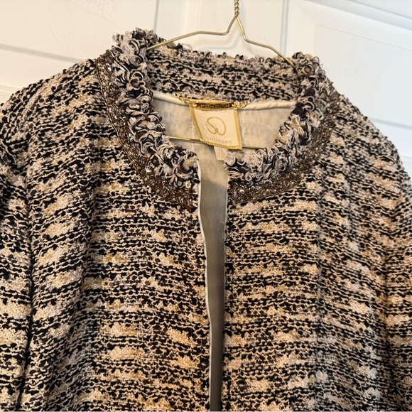 ST. John Couture Brown Tan Tweed Knit Full Zip Jacket Sz 12 Limited Edition Bead - Picture 2 of 12